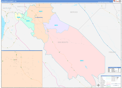 San Benito County, CA Wall Map Color Cast Style 2024